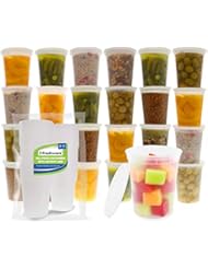 Freshware Food Storage Containers [24 Set] 32 oz Plastic Deli Containers with Lids, Slime, Soup, Meal Prep Containers | BPA Free | Stackable | Leakproof | Microwave/Dishwasher/Freezer Safe