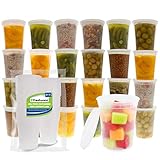 Freshware 24-Pack 32 oz Plastic Food Storage Containers with Airtight Lids - Restaurant Deli Cups, Foodsavers, Baby, Bento Lunch Box, 21 Day Fix, Portion Control, and  Meal Prep Containers