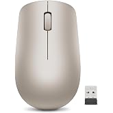 Lenovo 530 Wireless Mouse with Battery, 2.4GHz Nano USB, 1200 DPI Optical Sensor, Ergonomic for Left or Right Hand, Lightweight, GY50Z18988, Almond