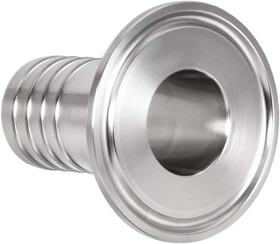sourcing map Clamp Hose Adapter 1.988 Inch Flange to 1 Inch Hose Barb Fitting, Silver, 1" - Image 4