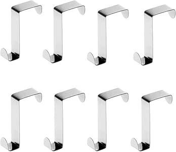 8 ganchos de acero inoxidable para puerta, ganchos reversibles para