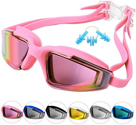 Duckmole Anti-Fog Swimming Goggles For Adult Men and Women With Mirrored Lens Pink