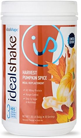 IdealShake, Meal Replacement Shake, Pumpkin Spice, w/ Hunger Blocker, 30 Servings