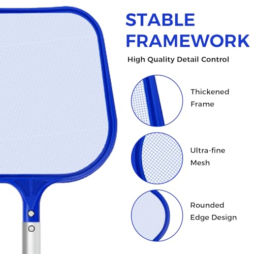 CNMTCCO Swimming Pool Skimmer Net with 204cm Telescopic Pole, Extra Long Pool Net for Cleaning Leaves, Fine Mesh Pond Net for Garden Ponds, Hot Tubs, Spas & Above Ground Pools, Reinforced Aluminium