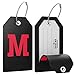 Shacke Initial Luggage Tag with Full Privacy Cover and Stainless Steel Loop - Black (Letter M)