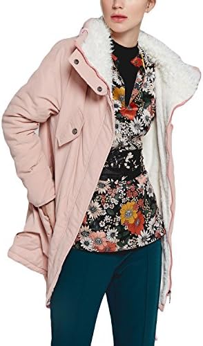 mewow Women's Winter Mid Length Thick Warm Faux Lamb Wool Lined Jacket Coat