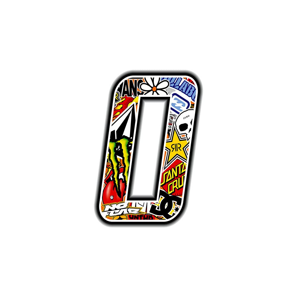 Racing Number 0, Sticker Bomb, 10 x 7.5 cm