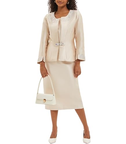 Women's 3 Piece Church Suits for Formal Occasions with Handmade Diamond Buckle Elegant Dress Business Sets Black : Clothing, Shoes & Jewelry