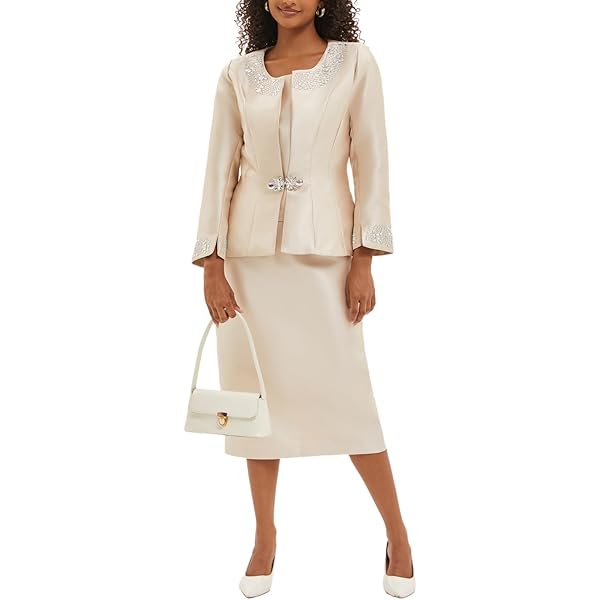chinese dress ladies Women's Dress Church Suits 2 Piece with Jacquard Embroidery Long Jacket  Church Set for Formal Occasions or Wedding Party at Amazon Women's Clothing  store