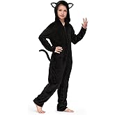 BesserBay Unisex Kids Halloween Fuzzy Animal Onesie Hooded Cute One Piece Costume 4-14 Years