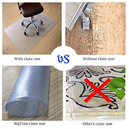 BigTron Office Desk Chair Mat for Hard Wood Floor PVC Matte, Transparent Sturdy Chair Mat, Only for Hardwood Floor, Immediately Flat Out of Box, 36\