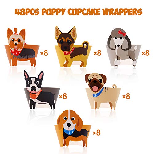 Dog Cupcake Wrappers Toppers Puppy Shaped Baby Shower Pet Birthday Party Supplies Animal Cake Decoration 48 Pcs