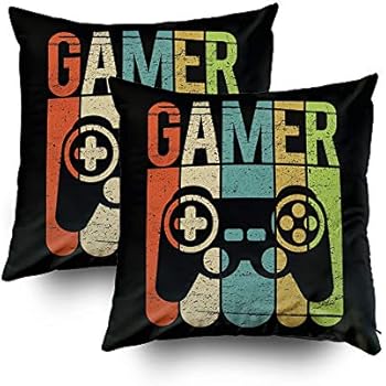 TOMWISH Christmas 2 Packs Hidden Zippered Pillowcase Christmas Game Controller 18X18Inch,Decorative Throw Custom Cotton Pillow Case Cushion Cover for Home