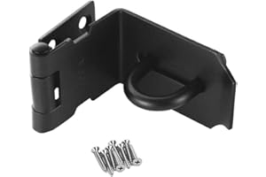 DINGCHI Door Hasp Latch 90 Degree, Stainless Steel Right Angle Padlock Hasp Locking Latch Security Door Clasp Hasp Lock Latch for Push/Sliding/Barn Door, 2mm Thick, Matte Black Finish