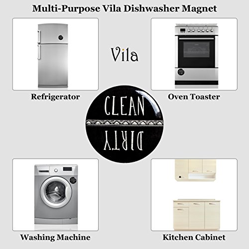 Dishwasher Magnet (1 pc) - Household Appliance Badge Depicts"Clean" &"Dirty" - Easy to Read White Letters with Black Background - Use on Magnetic Surfaces such as Stainless Steel, Iron & Nickel - Thumbnail 2