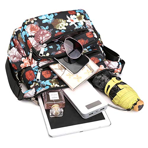 Womens Nylon Floral Shoulder Bag Crossbody Bag Messenger Bags Travel Handbags With Adjustable Strap Waterproof (umbrella) - Thumbnail 4