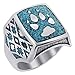 Gem Avenue Mens 925 Sterling Silver Southwestern Style Turquoise Gemstone Wolf Paw with Claw Ring