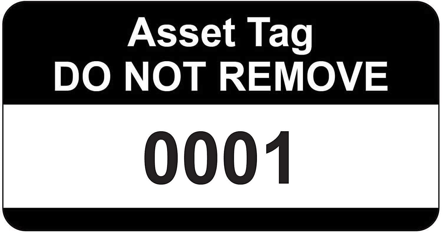 Black Asset Tag Labels - Numbered 1 to 500-38mm x 20mm Permanent Synthetic PP Labels - Price per Pack of 500 Labels (P/NO. 7828648)