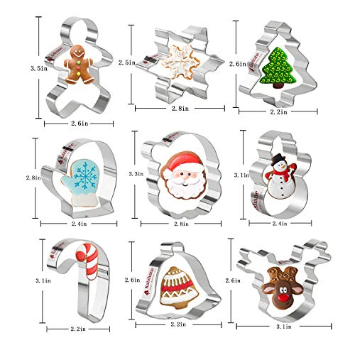 KAISHANE Christmas Cookie Cutters for Kids Set of 9 - Star Tree Angel Bell Stocking & More Shapes - Thumbnail 6
