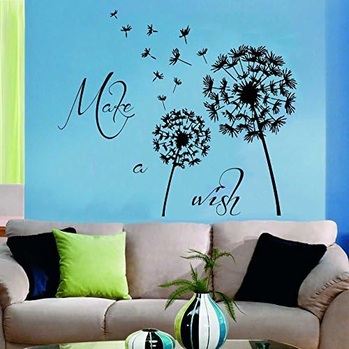 Wall Decals Vinyl Decal Sticker Children Kids Nursery Baby Room Interior Design Home Decor Quotes Make a Wish Dandelion Flower Kg917