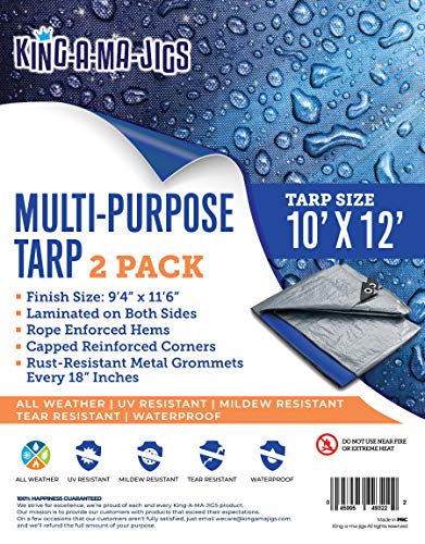 image for KING-A-MA-JIGS (2 Pack) 10x12 Waterproof Tarp - 5.5 Mil - All-Purpose 