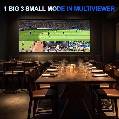 HDMI Multiviewer Switch 4x1 with Pip, PORTTA Quad Multi Viewer Seamless Switch 4 in 1 out with Toslink, 3.5mm Audio Output Support 1080p 60Hz, 6 Viewing Modes, Downscaler, Compatible with PS4 Xbox