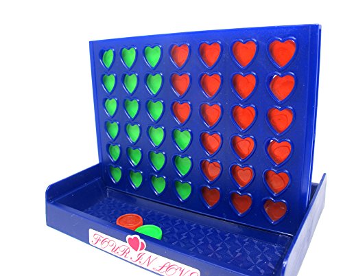 New Connect 4 in Row Game Heart Shape Family Board Game (Blue Board Color) Pocket size 5.2
