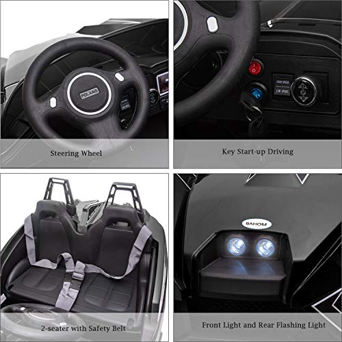 BAHOM Kids Ride On Car 2 Seats with Remote Control, 12V Kids Electric Vehicle with Manual/Parental Modes, Light/MP3/Volume Control (Black)