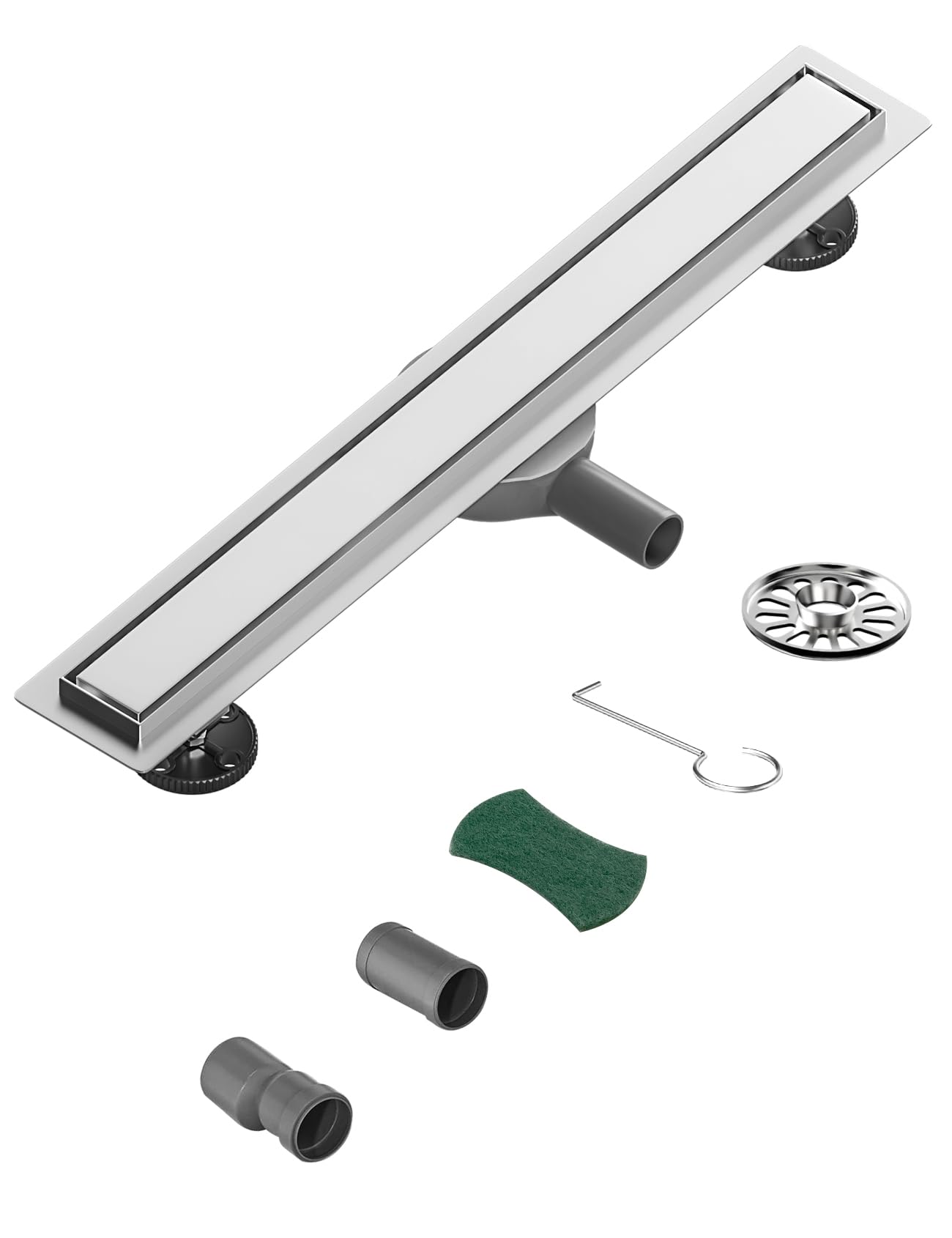 Neodrain Linear Shower Drain 70cm 2 in 1 Tile Insert Stainless Steel Floor Drain with 360° Siphon, Shower Trap, Hair Strainer