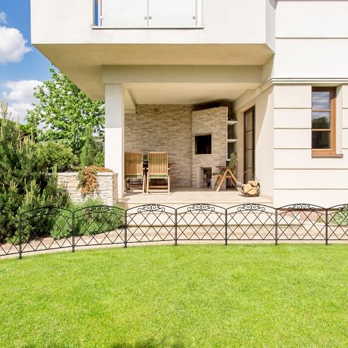 ARIFARO Decorative Garden Fence, 60 cm H x 56 cm W, 5 Panels, No Digging, Animal Barrier Fence, Pet Fence, Rustproof Metal Mesh Panel Border for Dogs, Rabbits and Patio.