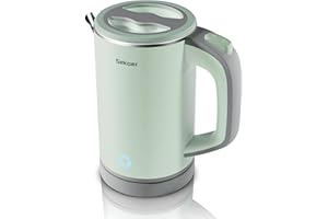 Sekaer Small Electric Tea Kettle Stainless Steel 0.8L Portable Travel Hot Water Boiler, Mini Electric Coffee Kettle with Auto Shut-Off & Boil Dry Protection, Cordless Base & Green