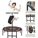 Xspec Silent Fitness Mini Trampoline with Adjustable Handrail Bar – Indoor Rebounder for Adults – Best Urban Cardio Jump Fitness Low Impact Workout Trainer