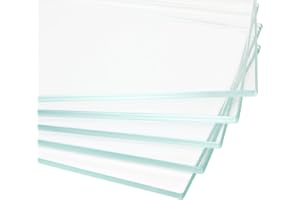 HUZJIEHUI 12" W x 46" L - Tempered Rectangle Glass Shelf Without Frame (5 Pieces Set) - 3/16" Thick -Pencil Polished