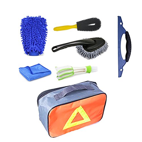 Vehicle Washing Cleaning Kit Tools Car Wash Equipment Six in One Car Wash Mitt Auto Cleaner Duster Vehicle Squeegee Microfiber Rag