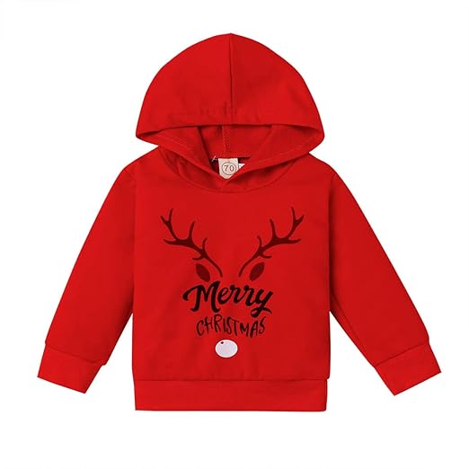 Toddler Baby Boys Girls Christmas Hoodies Sweatshirt Casual Long Sleeve