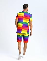 Fashonal Mens Pride Outfits Rainbow Suit for Porm