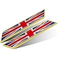 2 PCS 3D Gold UK Britain Flag Metal Decal Car Emblem Sticker,Car Accessories Decorations Chrome Shield Flag Sticker Decals.