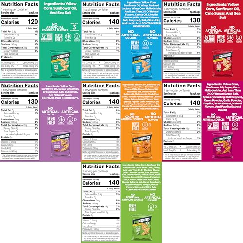 POPCORNERS POPPED CORN CHIPS, 7 FLAVOR VARIETY SNACK PACK, 1 OZ BAGS, (20 PACK), GLUTEN FREE, NO ARTIFICIAL COLORS, NO ARTIFICIAL FLAVORS