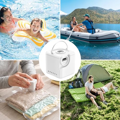 Portable Electric Inflator, 3 in 1 Electric Pump for Inflatable Mattress, 4.5 kPa, Mini Rechargeable Pump, Inflates and Deflates Air Mattresses