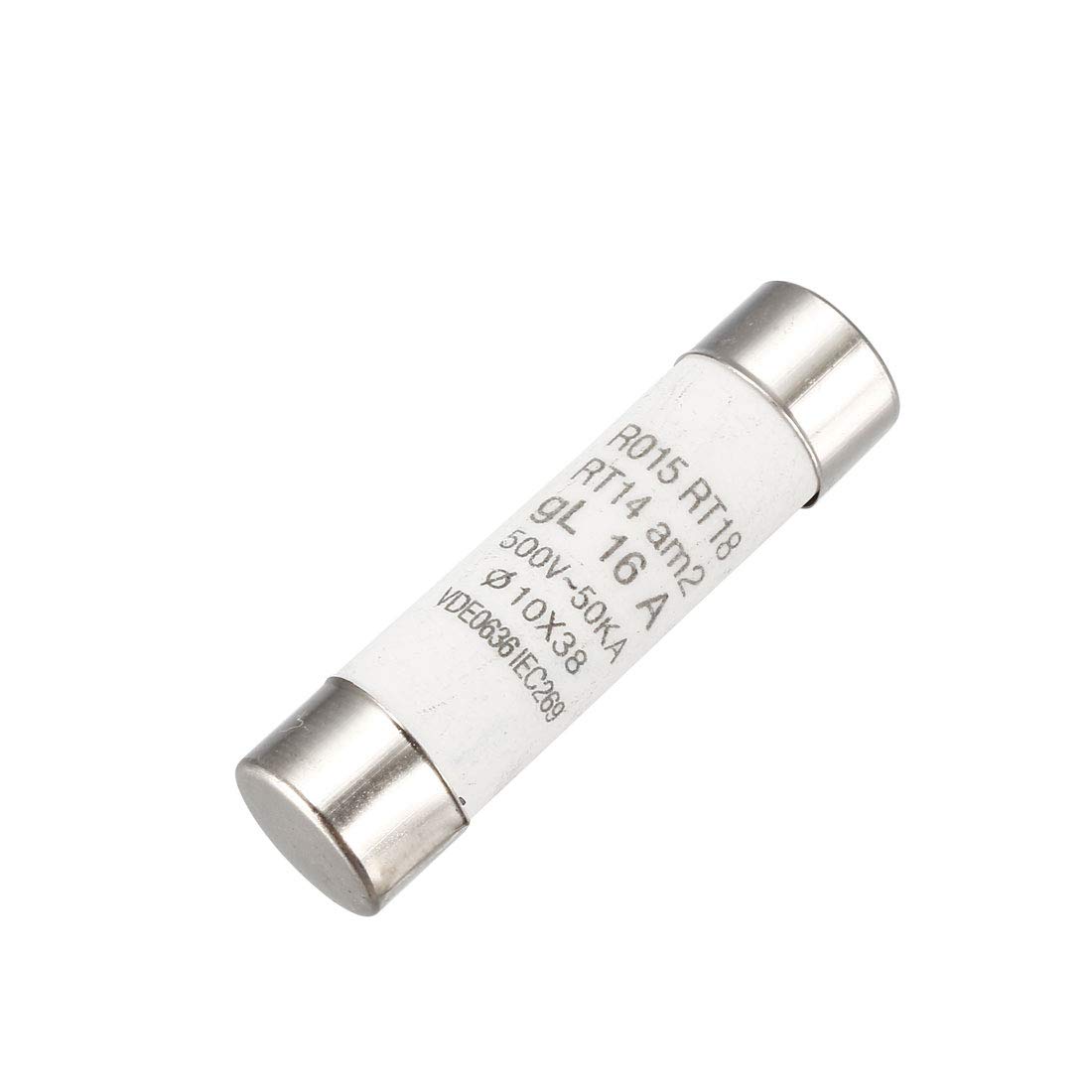 sourcing map 20 Pcs 500V 16A Cylinder Cap Ceramic Time-delay Slow Blow Fuse Links 10x38mm