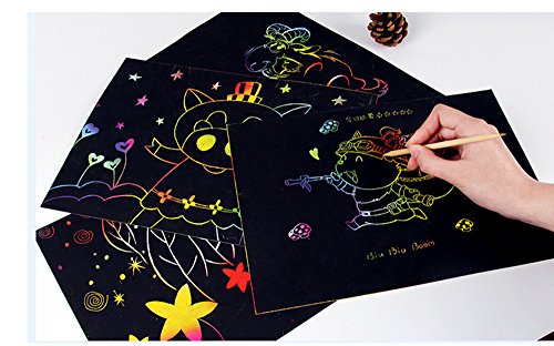 image for Fengirl DIY Scratch Art Paper Sketch Scratch Art Rainbow Paper with Wo