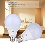 2 Pack Dusk to Dawn Light Sensor Bulb, E27 9W Lamp Post, Sensor Security Bulb Fence Post Light Outdoor with Photosensor Detection Indoor Lighting Lamp for Porch Hallway Patio Garage Warm White 3000K