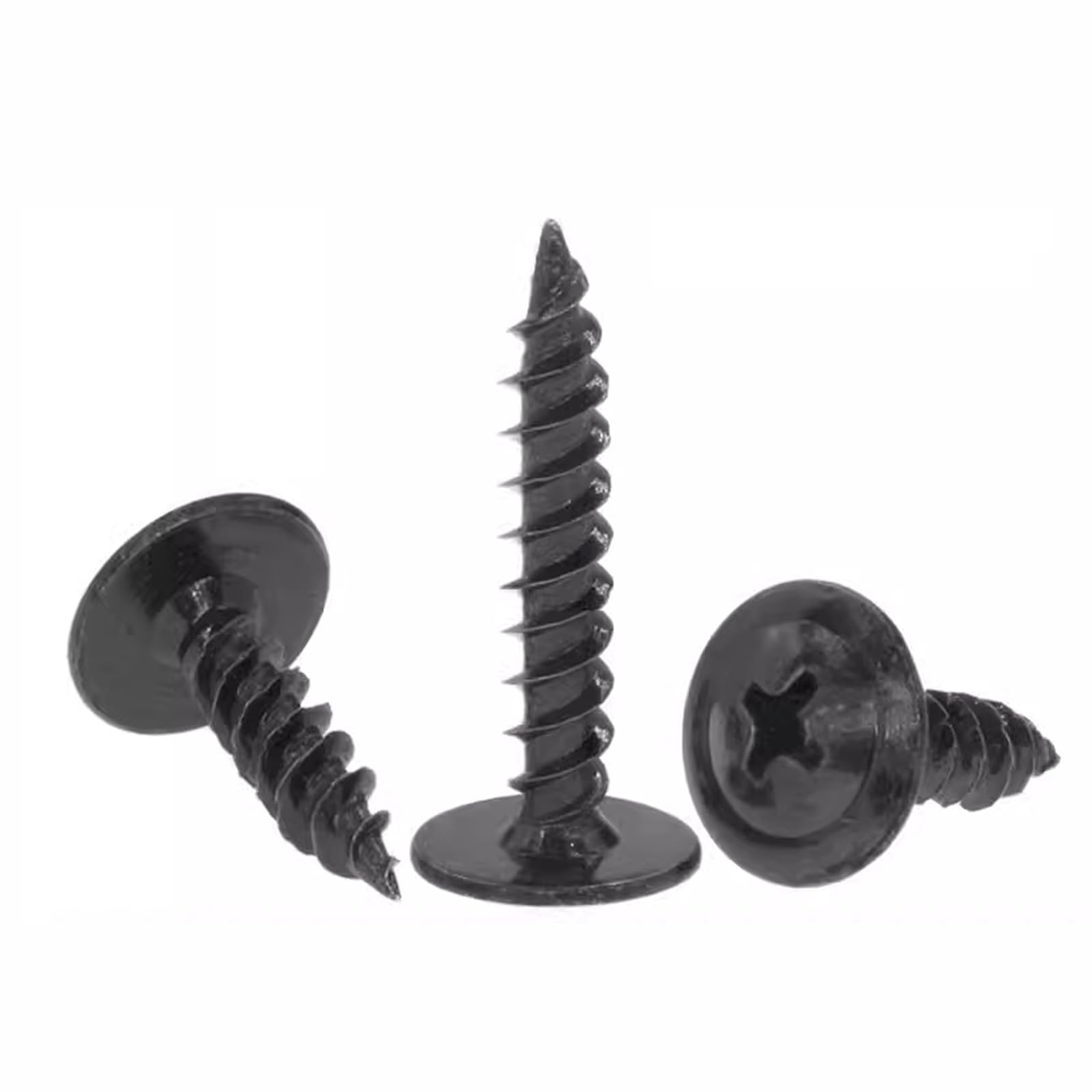 FandWay 100Pcs Wafer Head Self Tapping Screws,M4.2x50mm Wood Screws Black,Modified Truss Head Self Drilling Screw,Carbon Steel Sheet Metal Screw for Aluminum WoodWork Plastics.