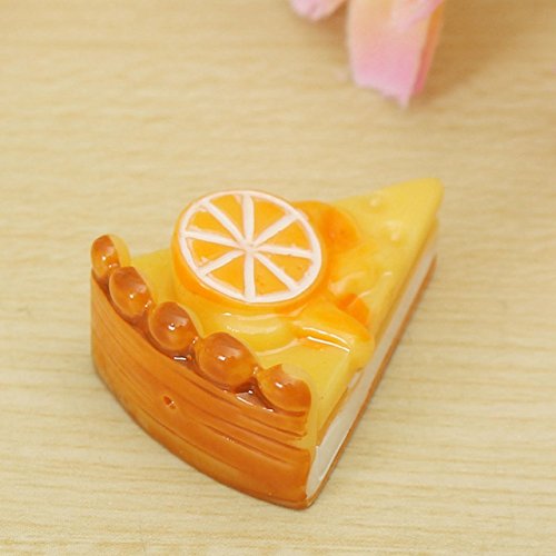 Miniature Cake - 5 Pieces/Set Miniature Resin Cake Pizza Resin Cabochons Doll Toy Decoration for Scrapbook Phone DIY Hair Bow Accessory 30x22mm - Thumbnail 3