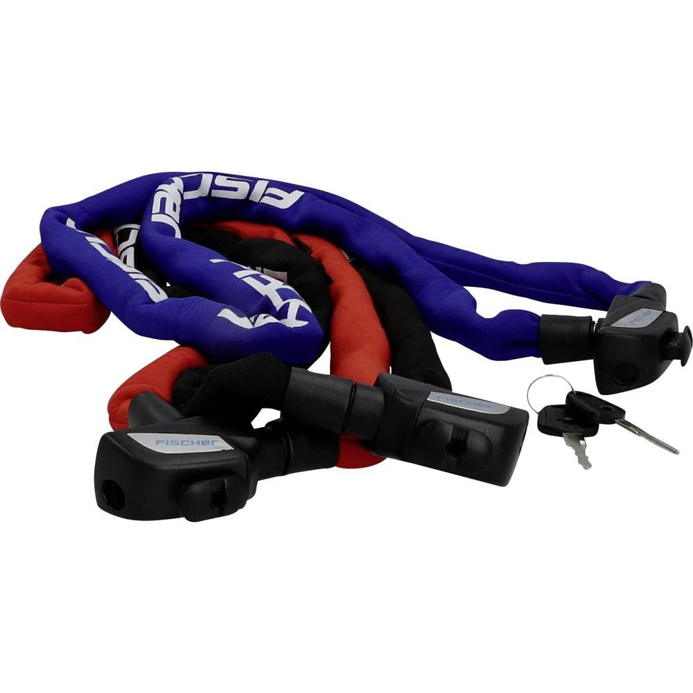 FISCHER Unisex Adult Bicycle Lock Chain Lock Neoprene 130 cm 6 mm with Key Security Lock E-Bike Anti-Theft Solid Long Secure Multicoloured Normal