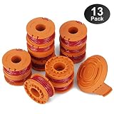 Eventronic Replacement 10ft Grass Trimmer Line Spool, Compatible with Worx String Trimmers (12-Line spools+1 Cap)
