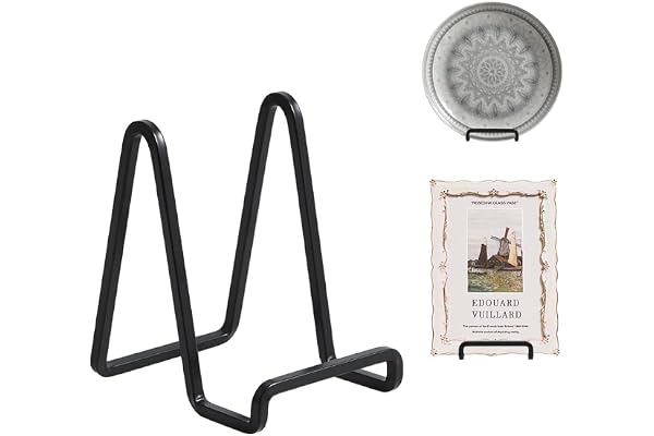 Plate Holder Easel Display Stand - 4.5 inch Metal Plate Stands for Display - Tabletop Picture Stand - Black Iron Easels for D