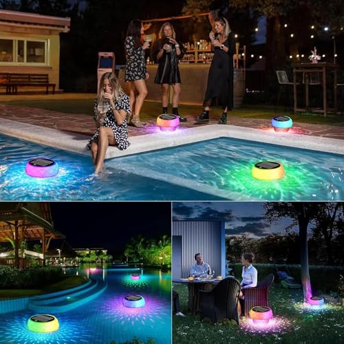 Joycome Outdoor Solar Pool Lights IP68 Waterproof Solar Lighting Pool with Remote Control, LED RGBCW Underwater Pool Lights for Outdoor Pond Party – 1 Pack