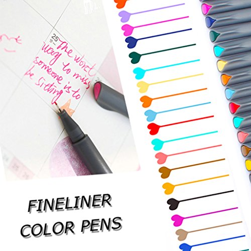24 Bullet Journal Pens Set, 0.38mm Colored Fine Point Calligraphy Writing Drawing Markers Fineliner Pen for 2018 Planner Coloring Book Taking Note Calendar by Niutop
