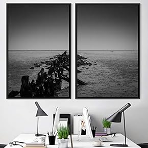 signwin 2 Piece Framed Canvas Wall Art Black...